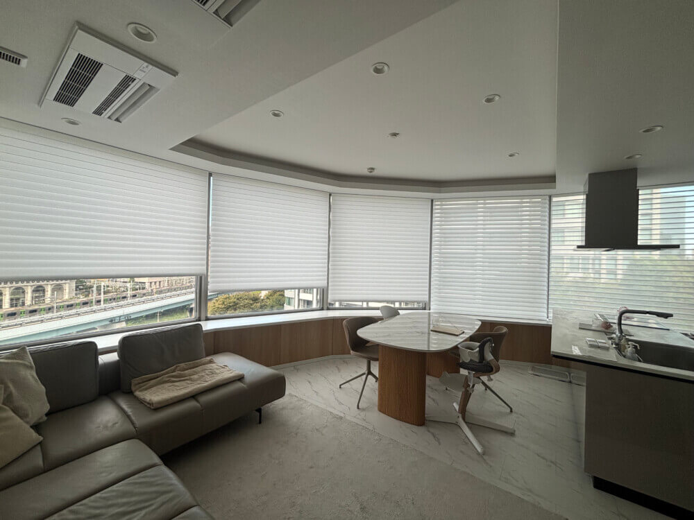 高層マンション　ロールスクリーン　電動