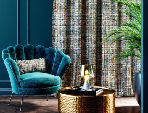 シャネルを想起させるイタリア製ツイードカーテンで作る上質なリビング空間